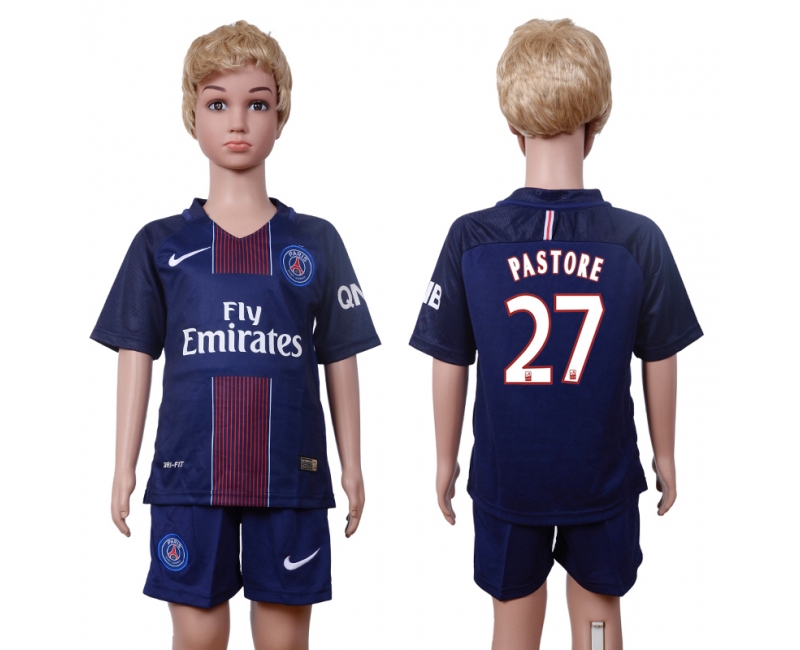 2016 Soccer Paris Saint-Germain #27 Pastore Away Kids Jersey