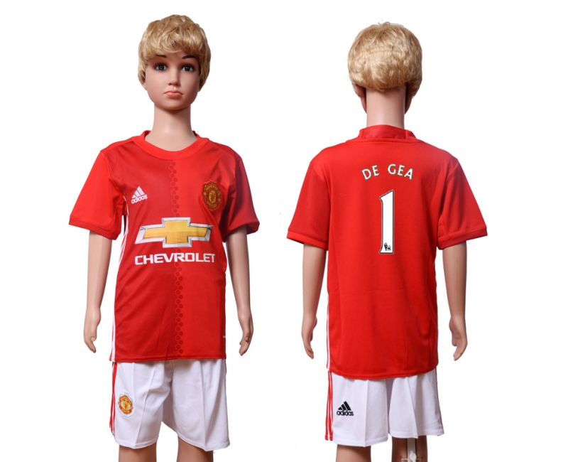 2016 Soocer Club Man Utd. #1 De Gea Home Kids Jersey