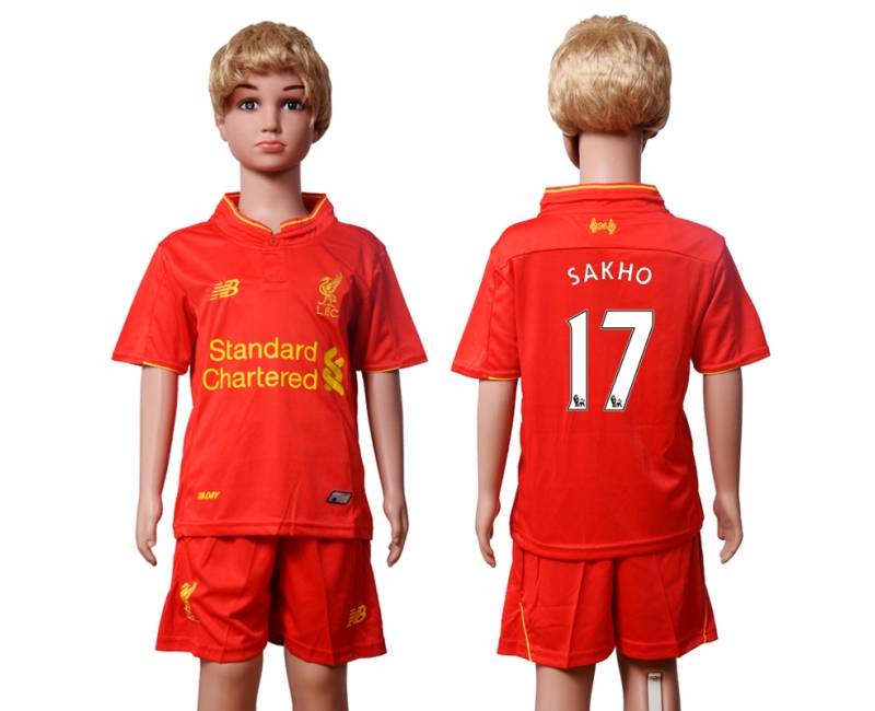 2016 Soccer Liverpool #17 Sakho Home Kids Jersey