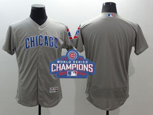 MLB Chicao Cubs Blank Grey Road 2016 World Series Champions Jersey