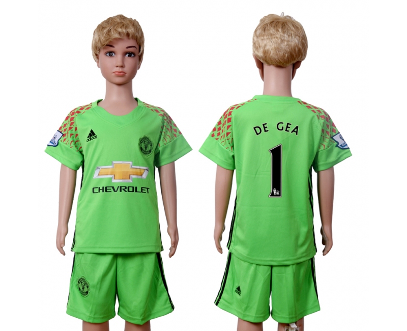 2016 Soocer Club Man Utd. #1 De Gea Goalkeeper Kids Jersey