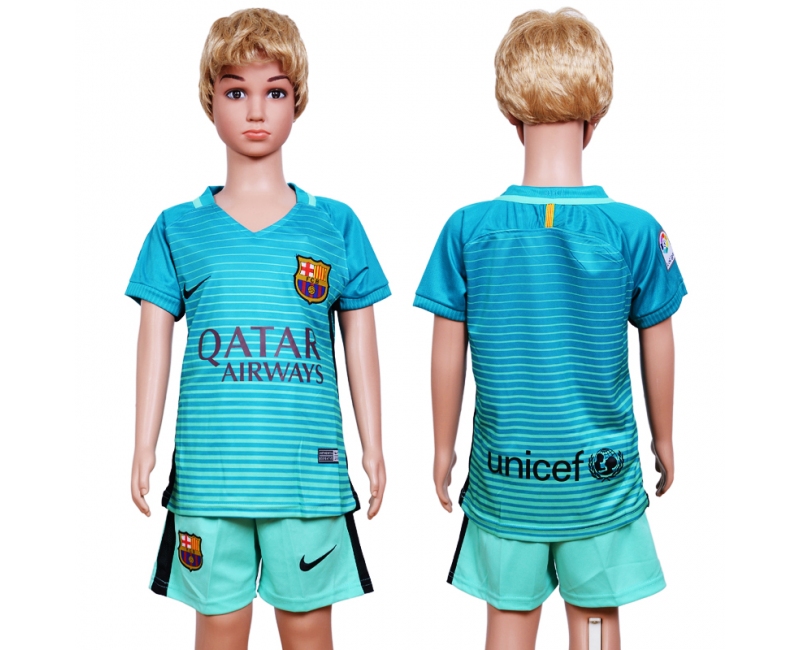 2016 Soccer Barcelona Blank Away Kids Jersey