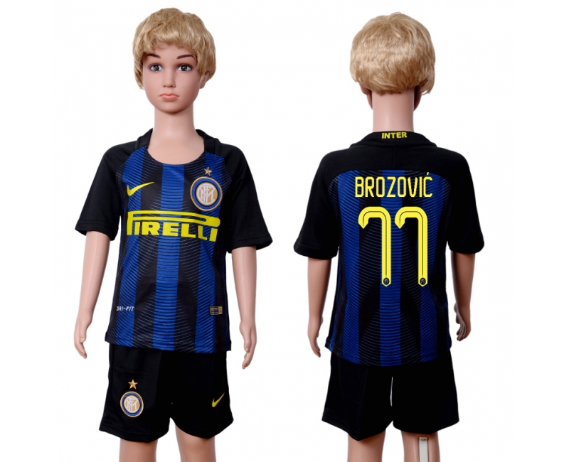 2016 Soccer Club Inter Milan #77 Brozovic Away Kids Jersey