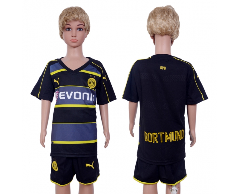 2016 Soccer Club Dortmund Blank Away Kids Jersey