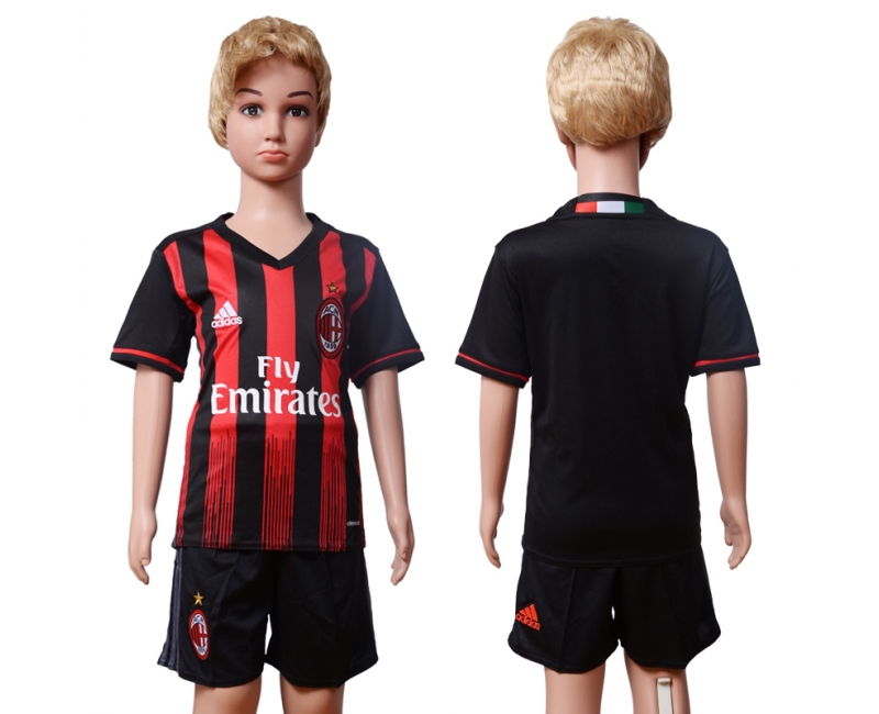 2016 Soccer AC Milan Blank Home Kids Jersey