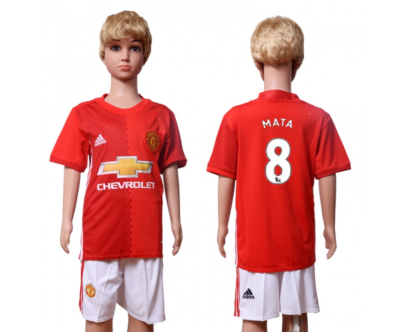 2016 Soocer Club Man Utd. #8 Mata Home Kids Jersey