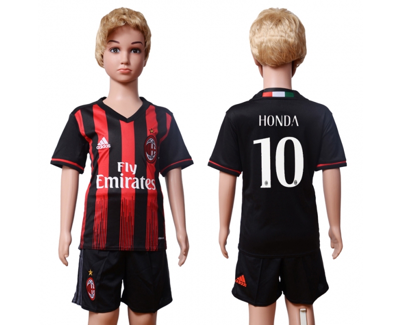 2016 Soccer AC Milan #10 Honda Home Kids Jersey