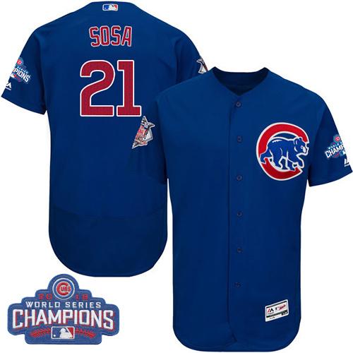 MLB Chicao Cubs #21 Sammy Sosa Contreras Blue 2016 World Series Champions Jersey