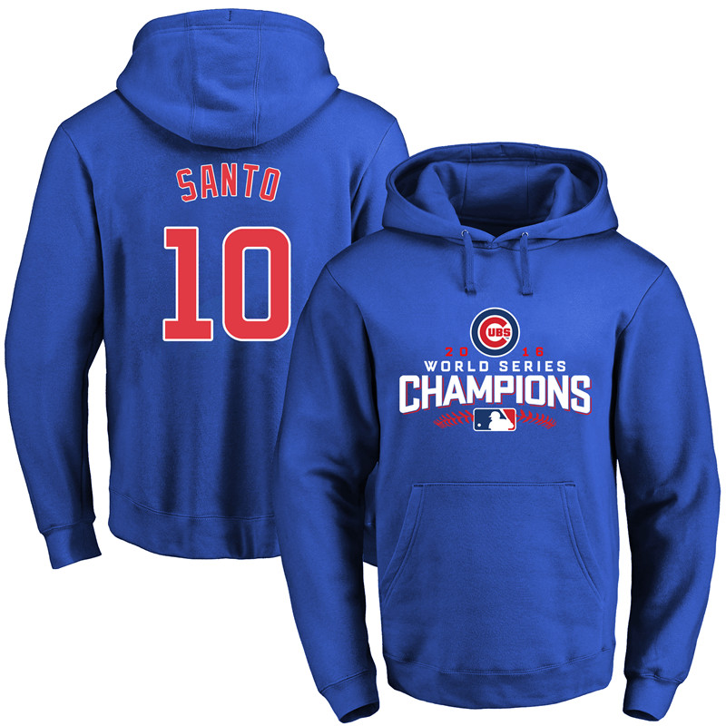 MLB Chicago Cubs #10 Santo Blue Color 2016 World Series Champion Hoodie
