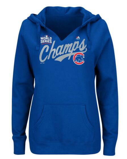 MLB Chicago Cubs World Series Champions Women Hoodie Blue