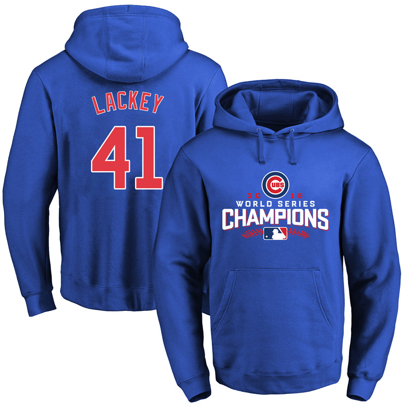 MLB Chicago Cubs #41 Lackey Blue Color 2016 World Series Champion Hoodie