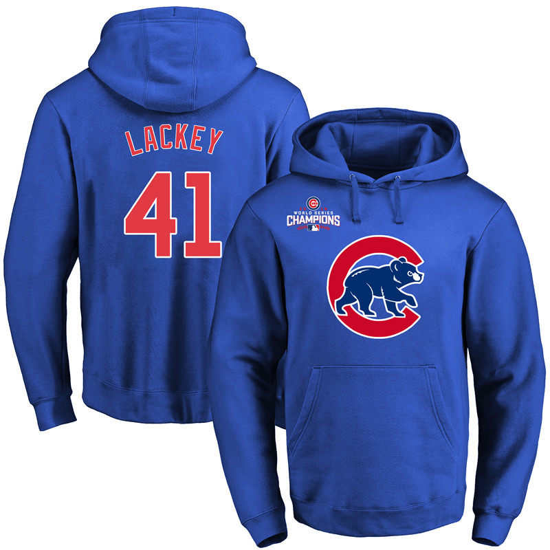 MLB Chicago Cubs #41 Lackey Blue 2016 World Series Champion Hoodie