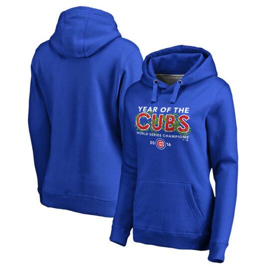 MLB Chicago Cubs World Series Champions Women Blue Hoodie