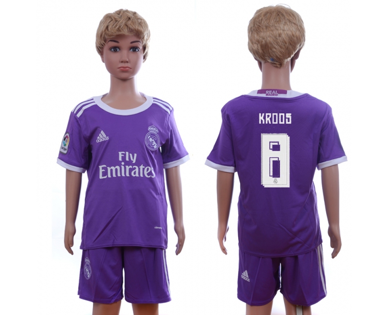 2016 Soccer Real Madrid #8 Kroos Away Kids Jersey