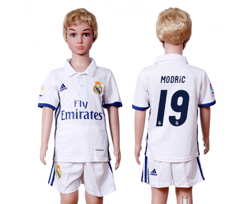 2016 Soccer Real Madrid #19 Modric Home Kids Jersey