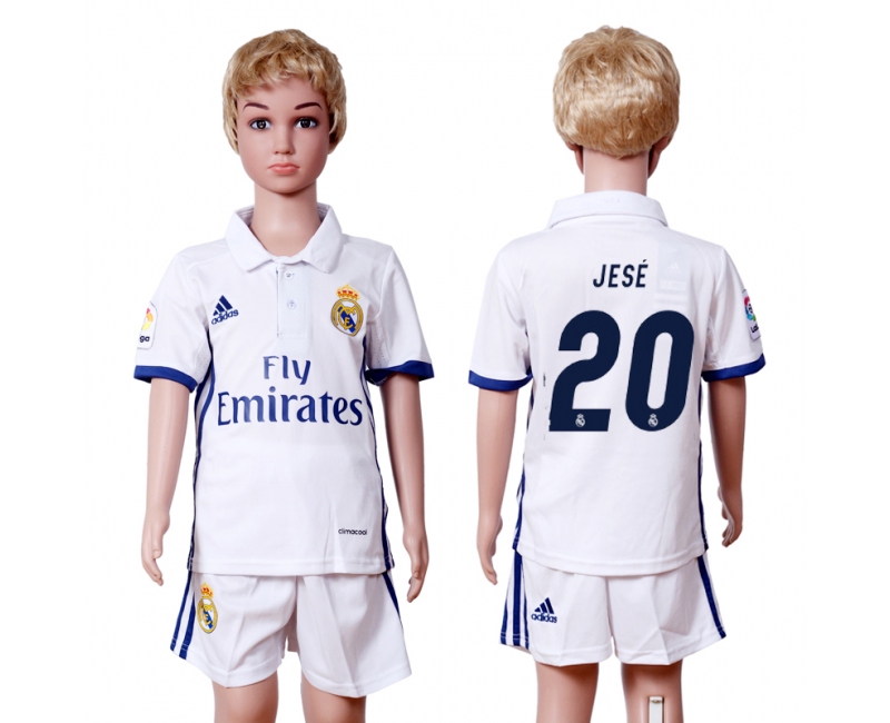 2016 Soccer Real Madrid #20 Jese Home Kids Jersey