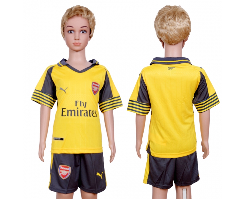 2016 Soccer Arsenal Blank Away Yellow Kids Jersey