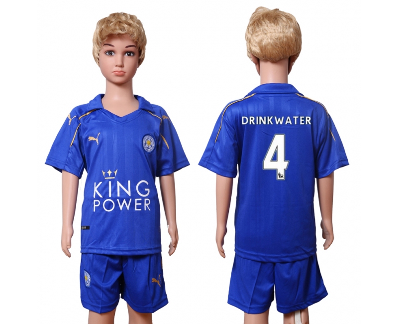 2016 Soccer Leicester #4 Drinkwater Home Kids Jersey