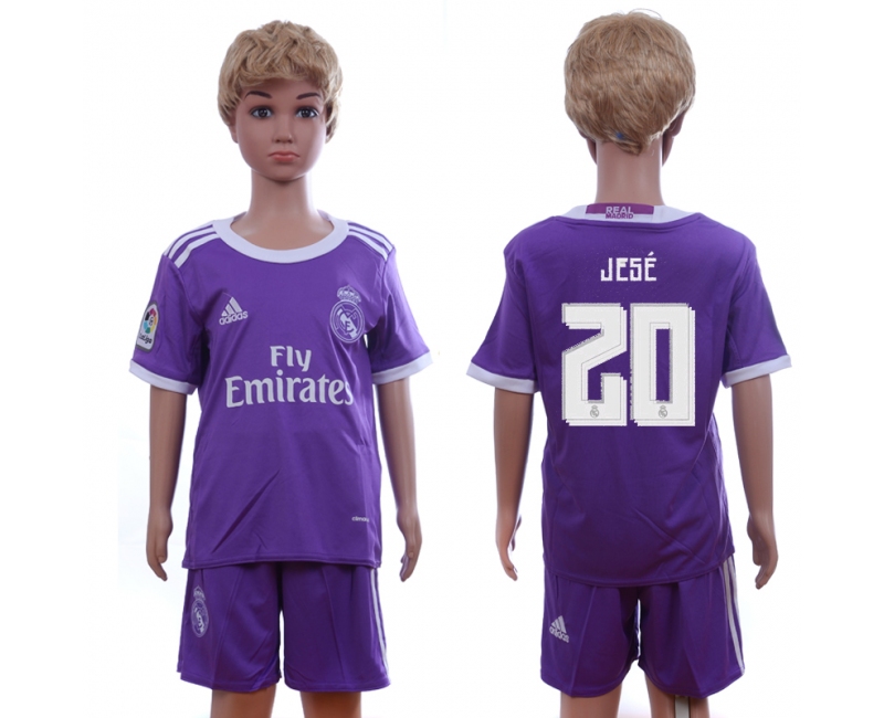 2016 Soccer Real Madrid #20 Jese Away Kids Jersey