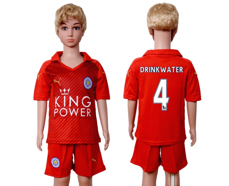 2016 Soccer Leicester #4 Drinkwater Away Kids Jersey