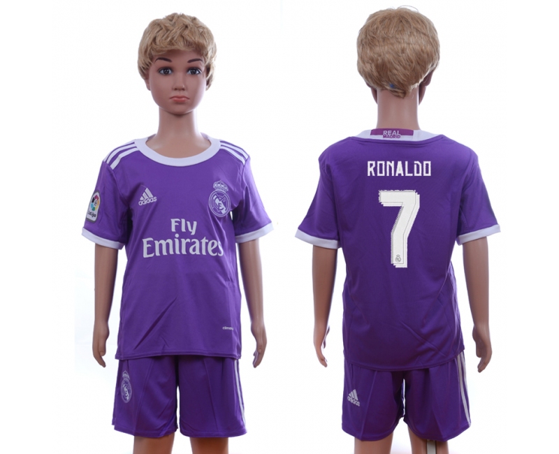 2016 Soccer Real Madrid #7 Ronaldo Away Kids Jersey