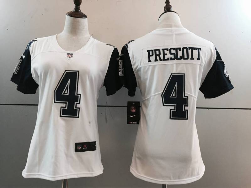 NFL Dallas Cowboys #4 Prescott White Color Rush Women Jersey