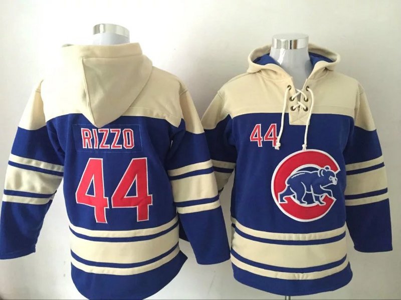 MLB Chicago Cubs #44 Rizzo Blue Hoodie
