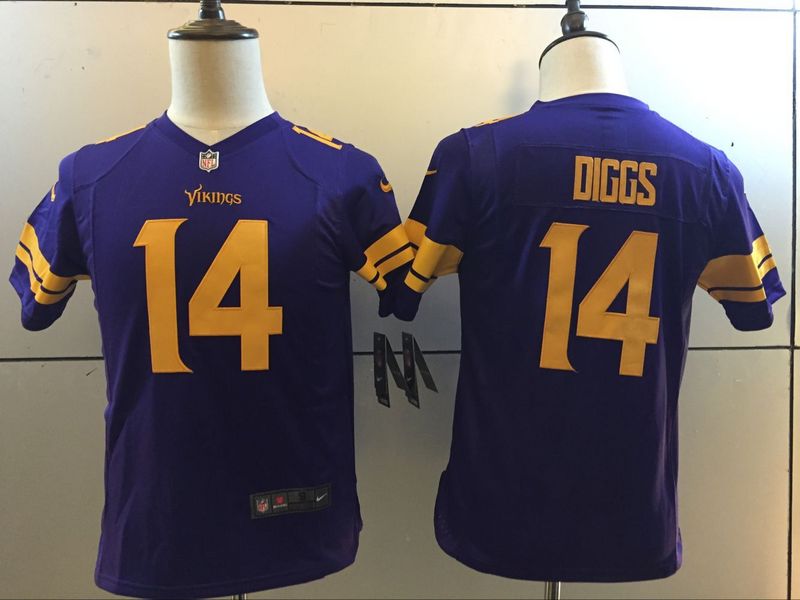 NFL Minnessota Vikings #14 Diggs Purple Color Rush Kids Jersey