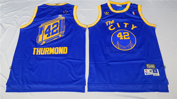 NBA Golden State Warriors #42 Thurmond Blue Throwback Jersey