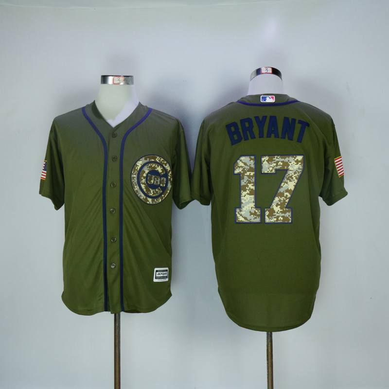 MLB Chicago Cubs #17 Bryant Salute to Service Green Jersey