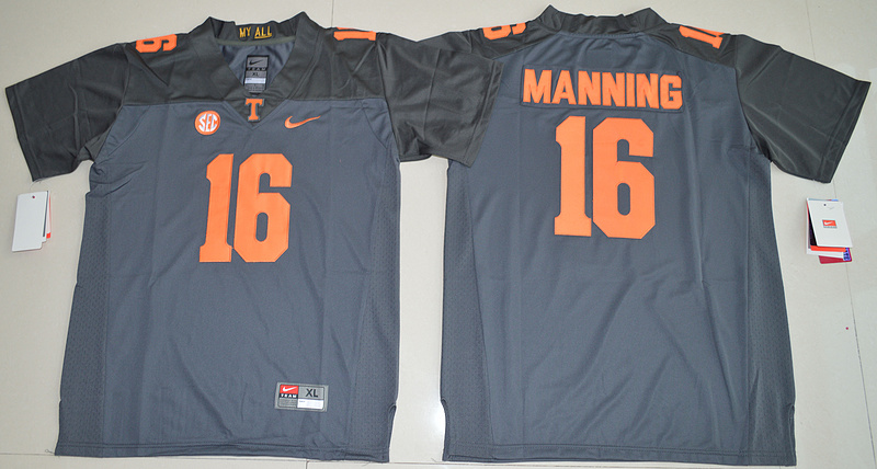 NCAA Tennessee Volunteers #16 Peyton Manning College Grey Youth Jersey