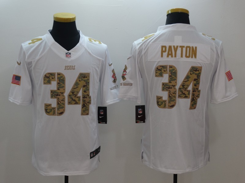 NFL Chicago Bears #34 Payton Salute to Service White Jersey