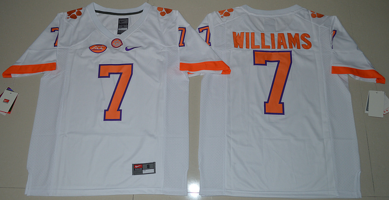 NCAA Clemson Tigers #7 Mike Williams College Football White Jersey