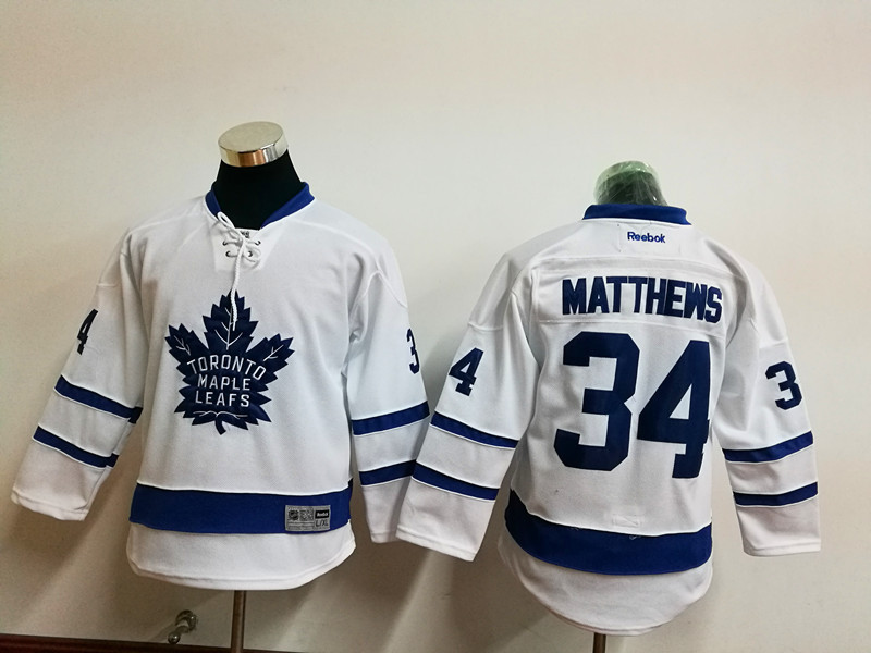 NHL Toronto Maple Leafs #34 Matthews White Kids Jersey