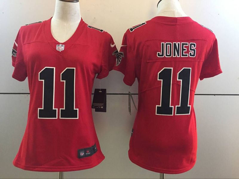 NFL Atltanta Falcons #11 Jones Red Color Women Rush Jersey