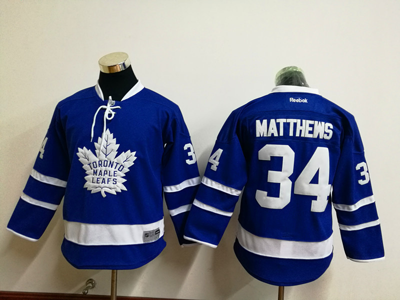 NHL Toronto Maple Leafs #34 Matthews Blue Kids Jersey
