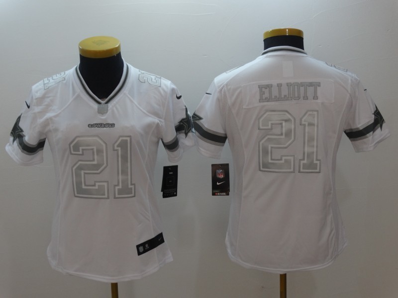 NFL Dallas Cowboys #21 Elliott Salute to Service Women White Jersey