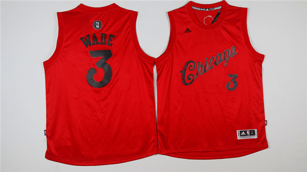 NBA Chicago Bulls #3 Wade Red 2016 Christmas Jersey