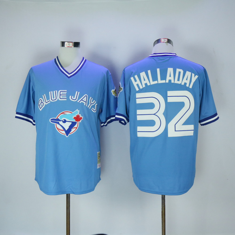 MLB Toronto Blue Jays #32 Halladay L.Blue Pullover Throwback Jersey