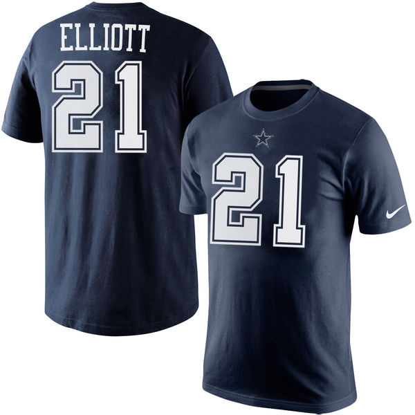 NFL Dallas Cowboys #21 Elliott Blue Mens T-Shirt
