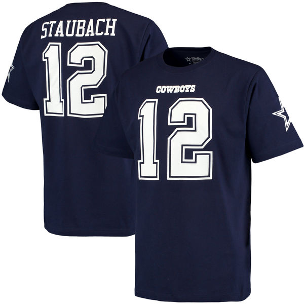 NFL Dallas Cowboys #12 Staubach Blue Mens T-Shirt