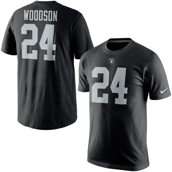 NFL Oakland Raiders #24 Woodson Black T-Shirt