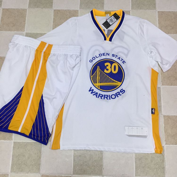 NBA Golden State Warriors #30 Curry Short Sleeve White Jersey Suit