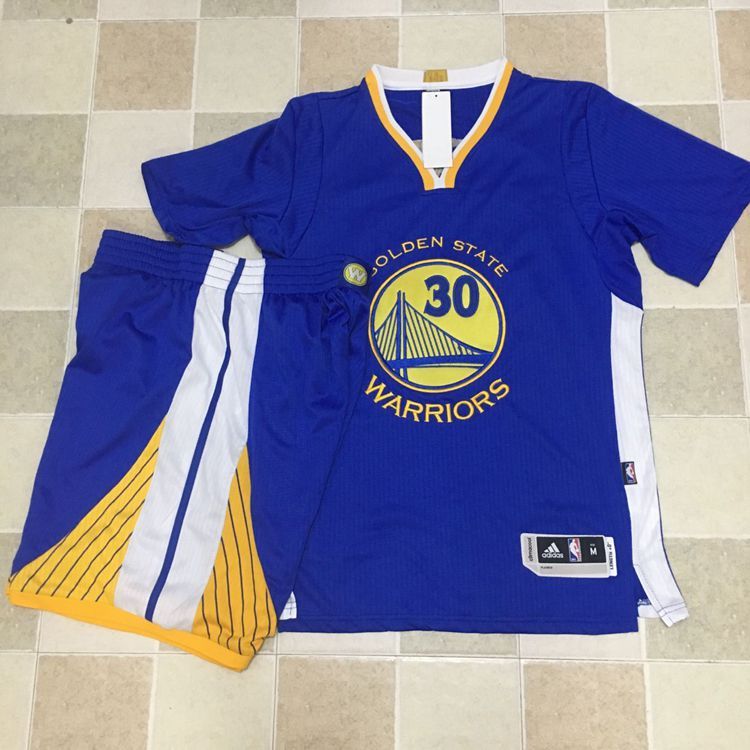 NBA Golden State Warriors #30 Curry Short Sleeve Blue Jersey Suit