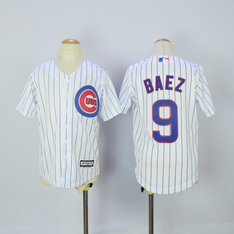 MLB Chicago Cubs #9 Baez White Kids Jersey