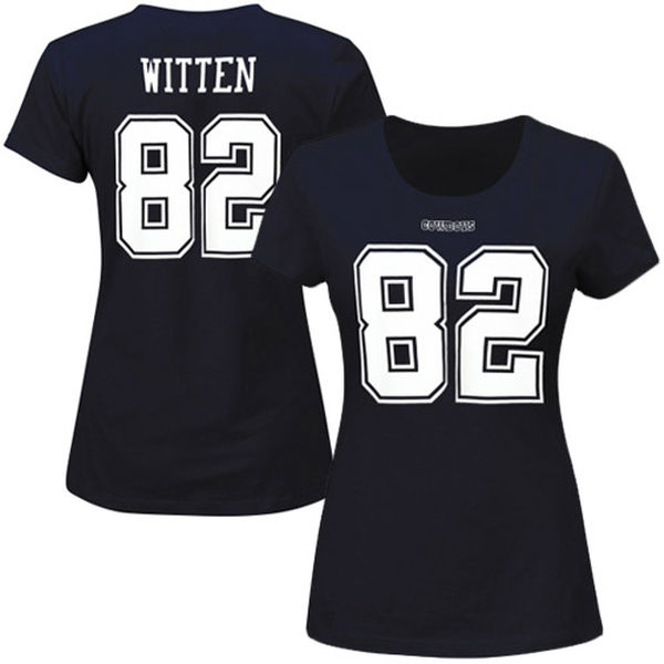 NFL Dallas Cowboys #82 Witten Women Blue T-Shirt