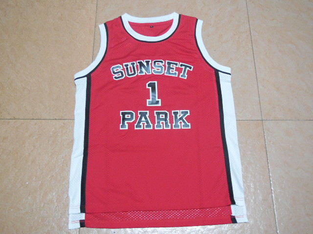 Sunset Park #1 Red Basketball Jersey