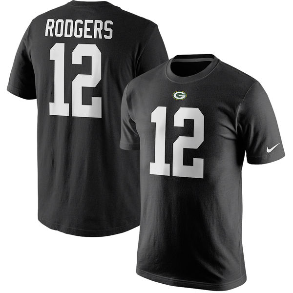 NFL Green Bay Packers #12 Rodgers Black Mens Jersey