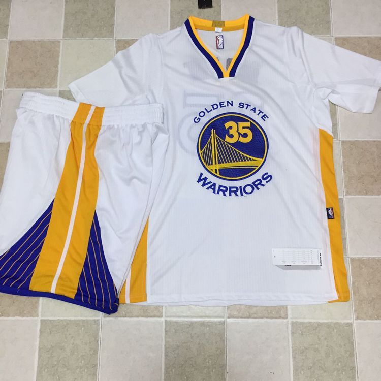 NBA Golden State Warriors #35 Durant Short Sleeve White Jersey Suit