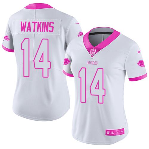 Women NFL Buffalo Bills #14 Watkins White Pink Color Rush Jersey